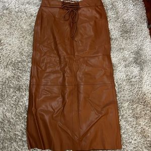 Leather long skirt